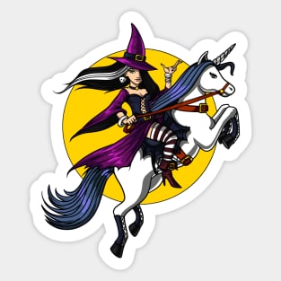 Witch Riding A Unicorn Sticker